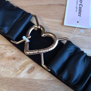 Juicy Couture Ruched Waist Cincher Elastic/Stretch Rose Gold Heart Belt L/XL
